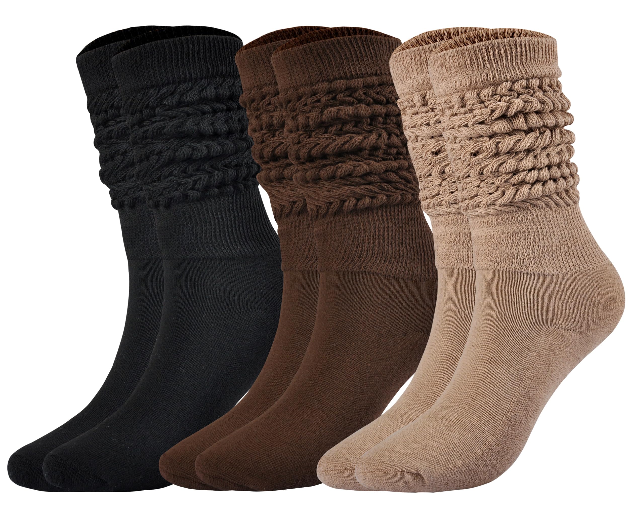 Photo 1 of **3PCS**JORMATT Women Slouch Socks Thick Boot Socks Soft Extra Long Knee High Scrunch Socks Size 5-10