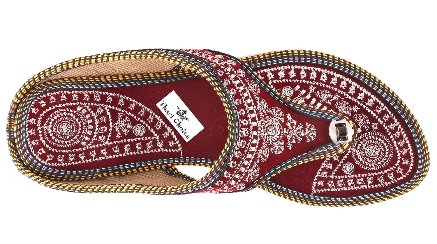 thari choice women's velvet ethnic flat chappal and slipper