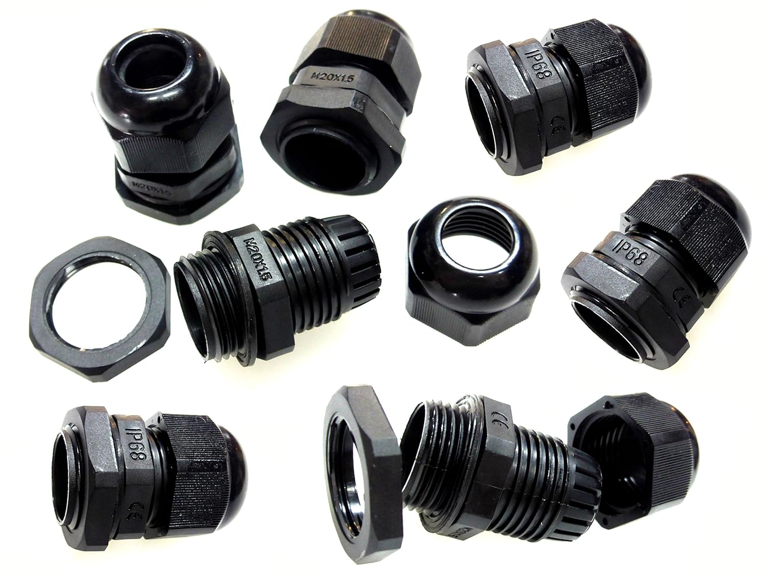 50 x 20mm cable compression glands M20 black for 6mm to 12mm cables