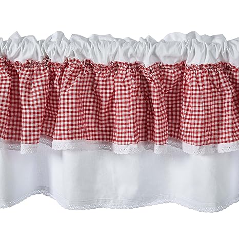 Unimall Cotton Cafe Curtain Country Rural Style Red And White