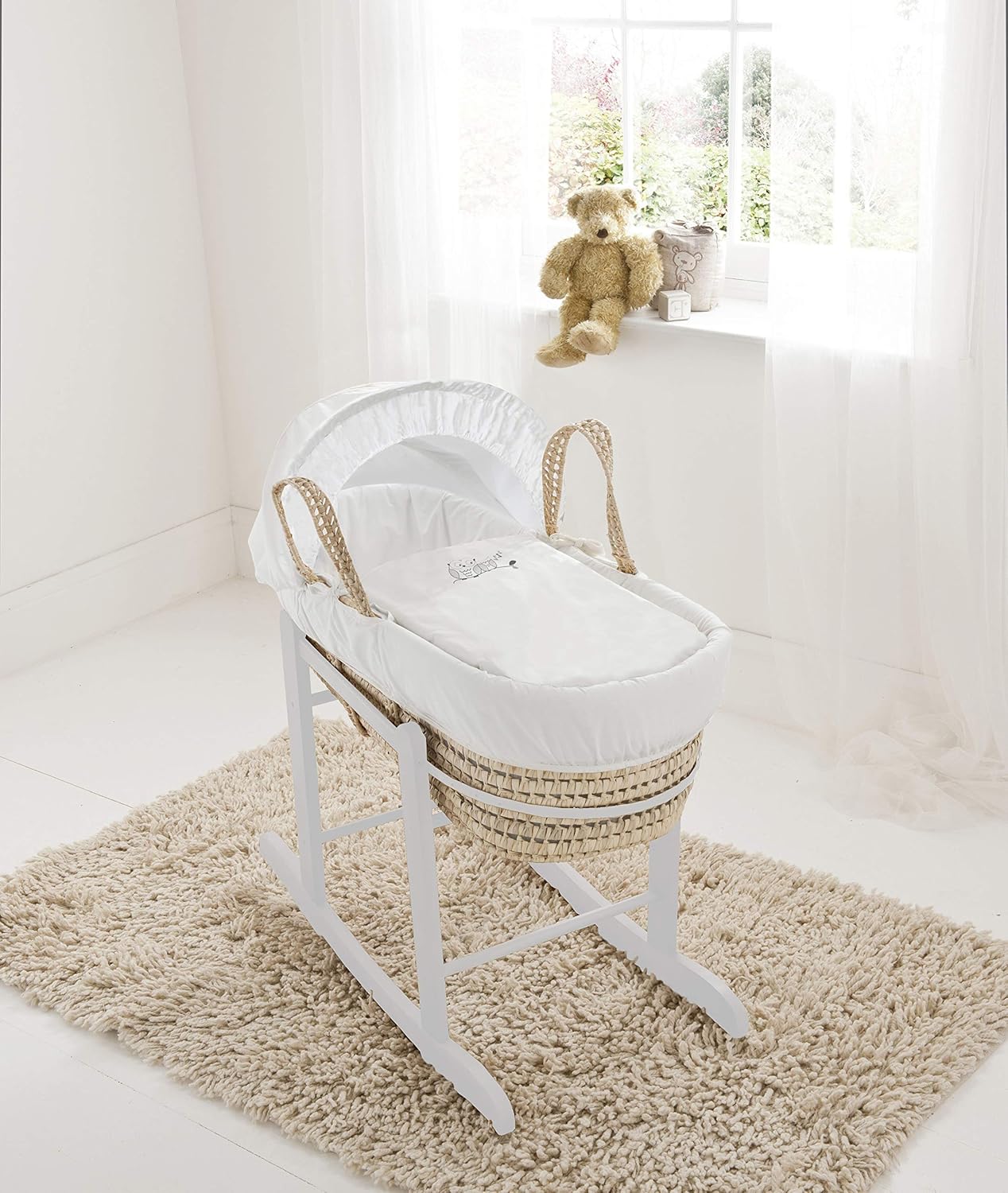 palm moses basket with stand
