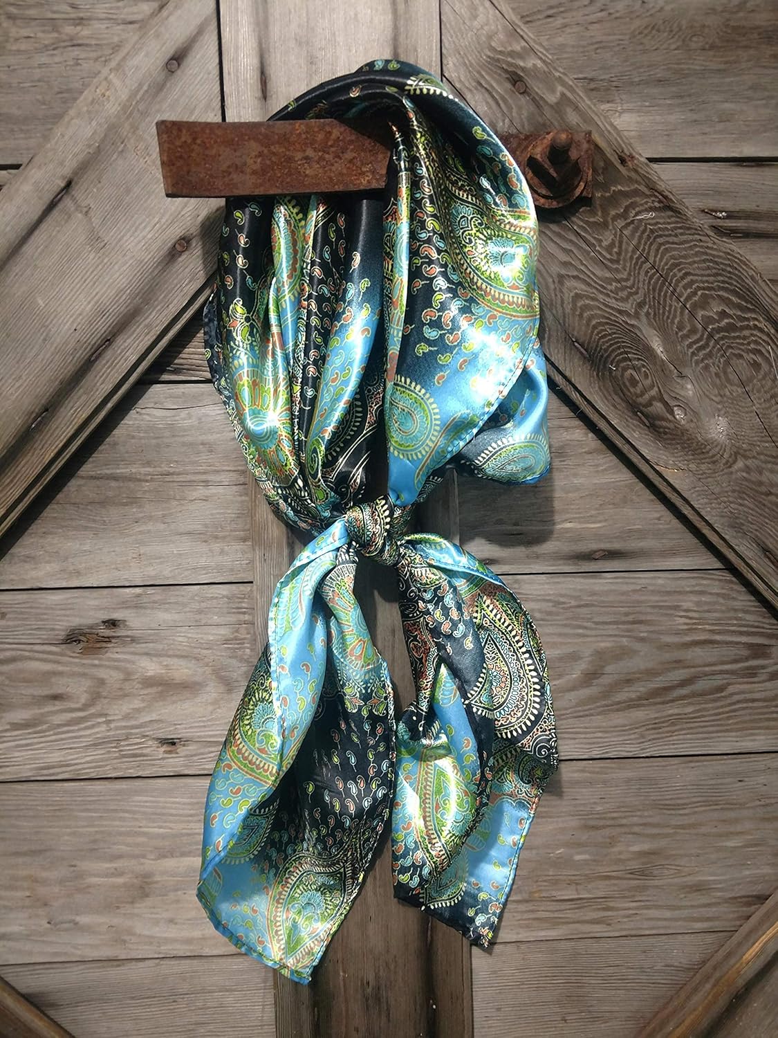 Blue Ethnic Paisley Print Cowboy Wild Rag Western Neck Scarf Bandanna 35"x35" Handmade