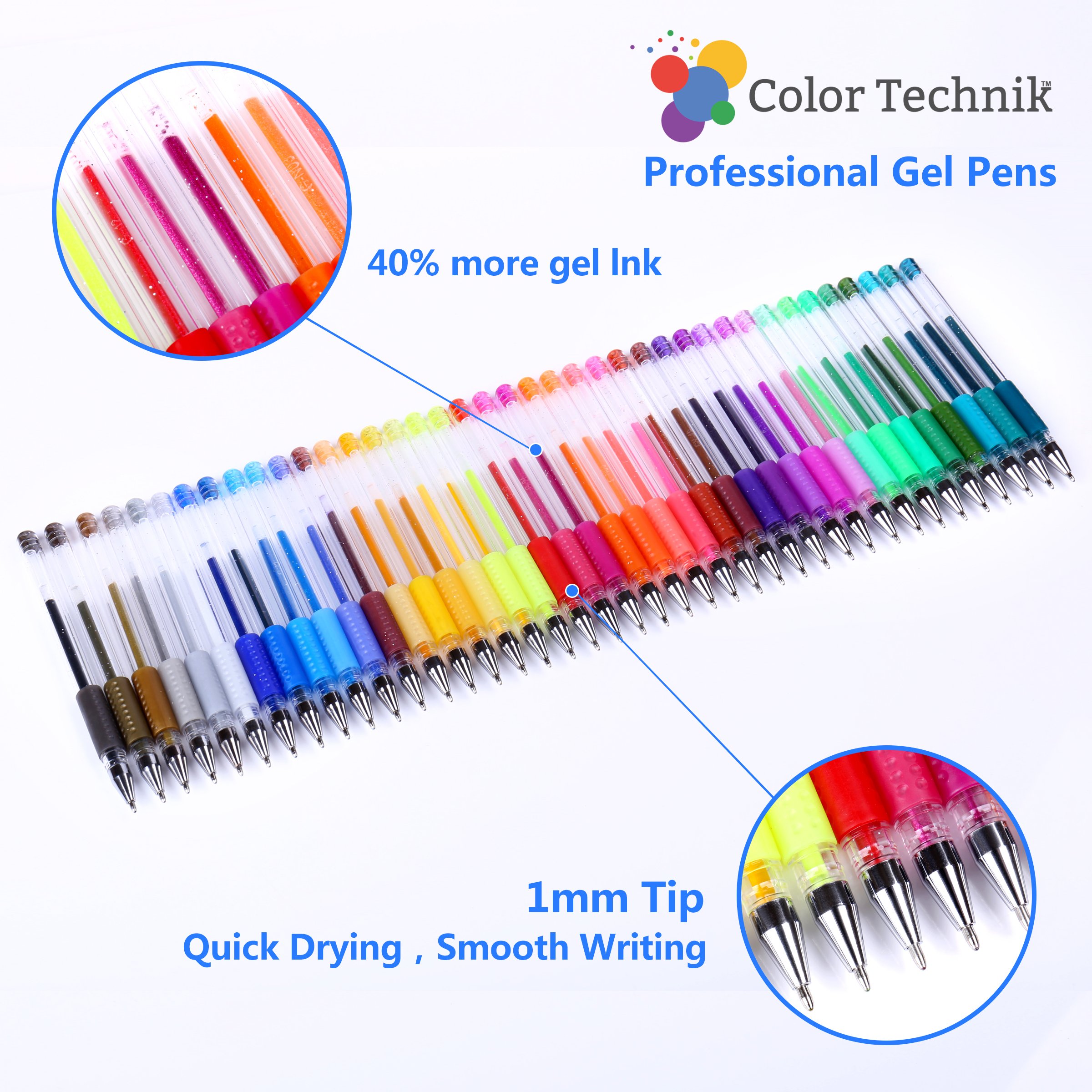 Glitter Gel Pens by Color Technik, Set of 80 Glitter and Neon Glitter