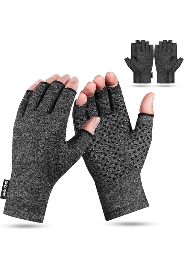 Crowye 8 Pairs Arthritis Compression Gloves Relieve Muscle Pain Fingerless Gloves