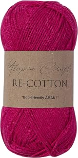 Utopia Crafts Re-Cotton Knitting Yarn 100g Rose Red 80/20 Recycled Cotton view 1