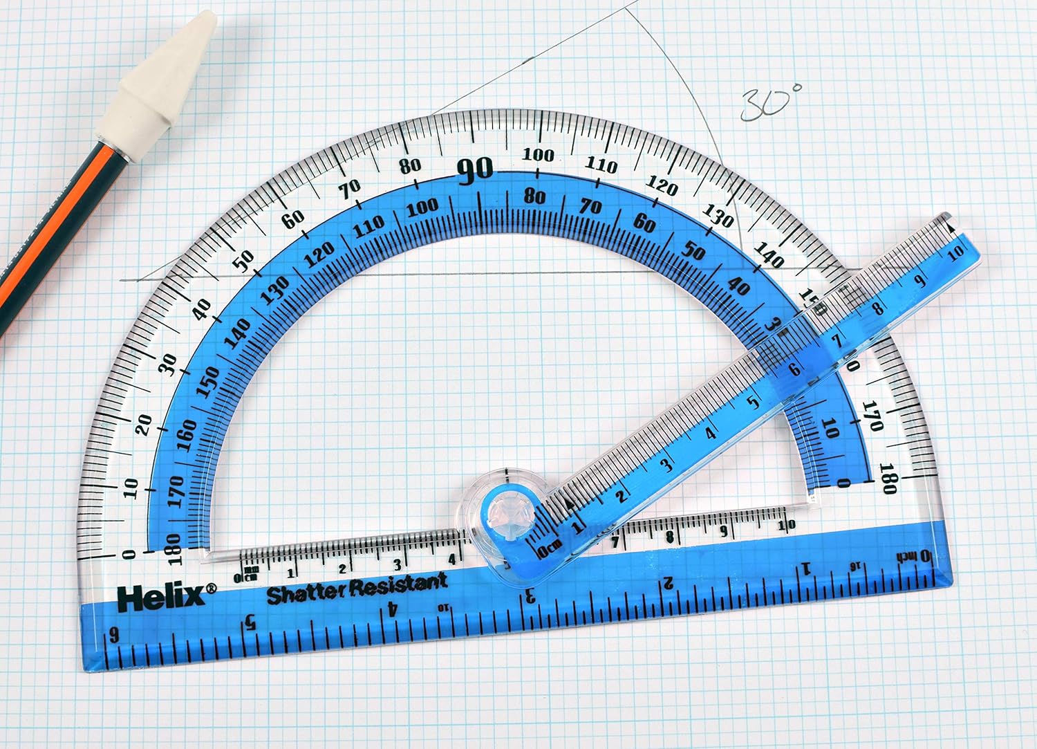Helix Shatter-Resistant Swing Arm 180 Degree Protractor, 6 Inch / 15cm, Assorted Colors: Home & Kitchen