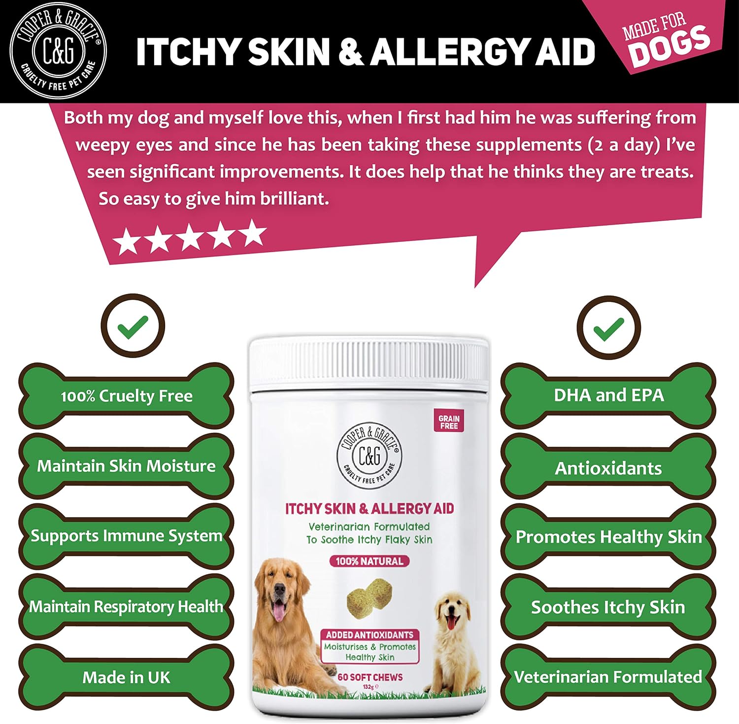 Anti-Itch Supplement For Dogs 60 Soft Chews, White, 60 Count (Pack of 1) - Image 5