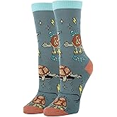 ooohyeah Women’s Funny Novelty Turtle Crew Socks, Crazy Fun Saying Silly Cotton Dress Socks Gift, Slow & Steady