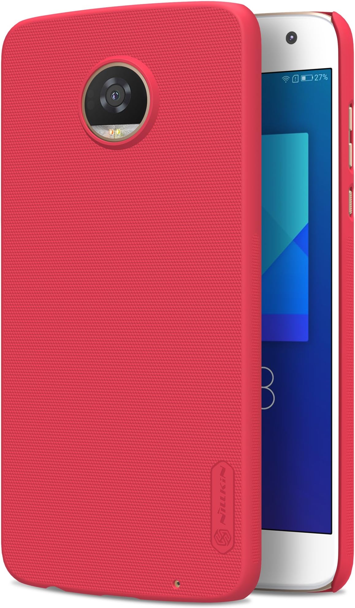 Moto Z2 Play Case, SANMIN Ultra Slim Case with Screen Protector [Frosted] Thin Hard PC Cover Durable Anti-Slip Back Finish Case for Motorola Z2 Play (Red)