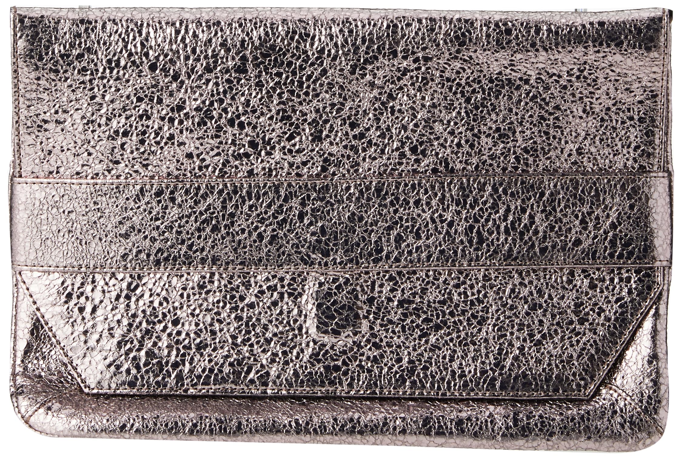 Clairefontaine 410013C - One Genuine Iridescent Lambskin Leather Clutch Handbag Pouch - Céleste Shiny Brown Colour - Dimensions: 26x18x2 cm - Multi-Functional