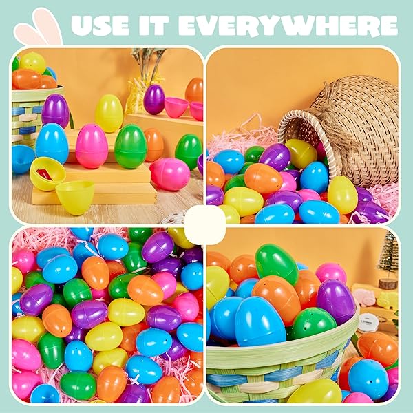 JOYIN 300 PCS 2.3″ EASTER EGGS, EMPTY PLASTIC EGGS FILLABLE COLORFUL BRIGHT EGGSHELL BULKS FOR EASTER HUNT, FILLING TREATS, PARTY FAVOR, BASKET STUFFERS, CLASSROOM PRIZE SUPPLIES