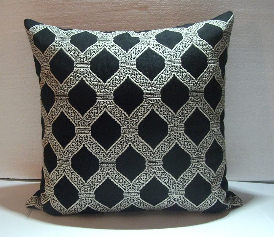 Large Geometric Black and Cream Throw Pillow