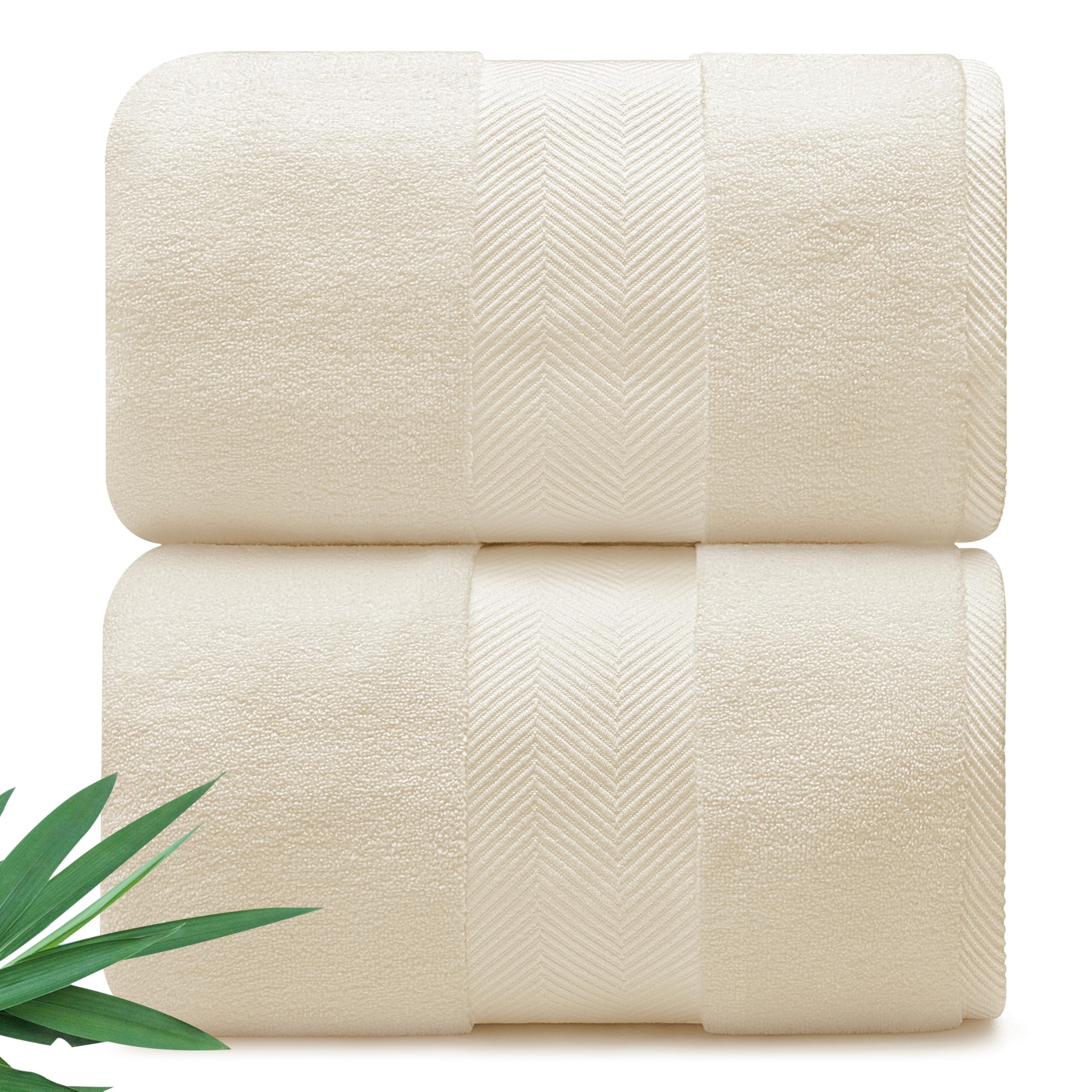 Photo 1 of Alusa Home Ultra Soft & Plush Viscose from Bamboo Bath Sheets - 700 GSM Pack of 2 - Extra Large 70x35 in - Super Absorbent & Quick Drying (Papyrus)