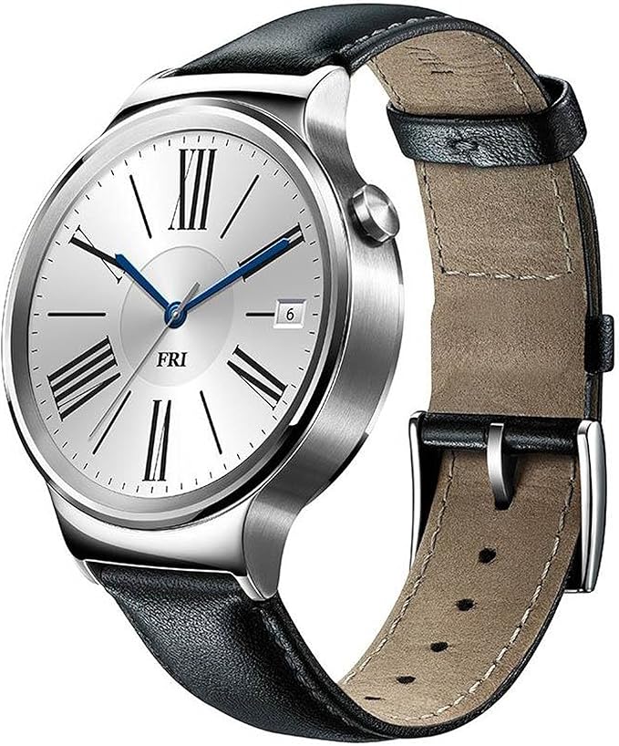 Huawei Watch Stainless Steel with Black Suture Leather Strap (US Warranty)