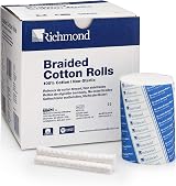 Richmond Braided Cotton Rolls Medium 4" Nonsterile 100% USA Cotton Dental view 1