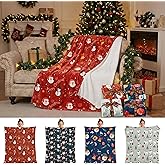 Buryeah 4 Pack Christmas Throw Blankets Bulk Snowman, Igloo, Santa Claus, Bells, Xmas Tree Soft Cozy Christmas Plush Flannel Blanket for Sofa, Bed, Couch, Home Decor Xmas Supplies, 50 x 60 Inches