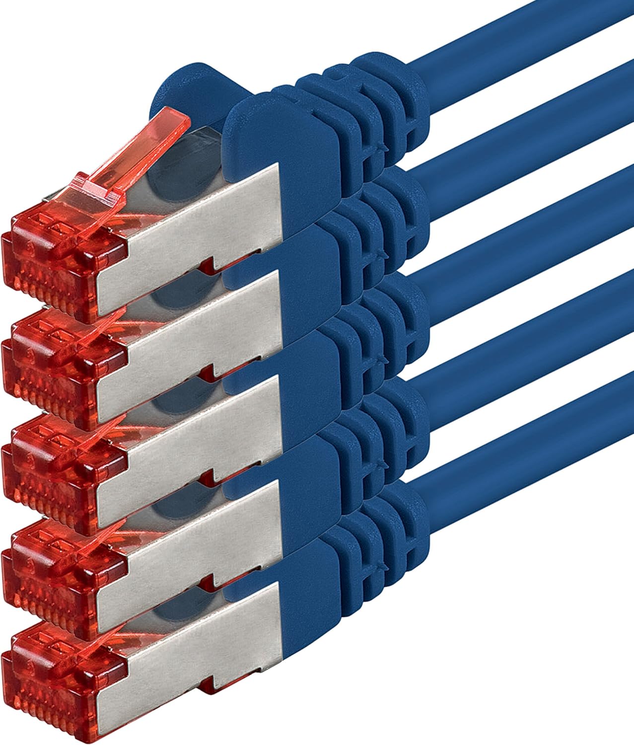 1aTTack.de 5x 5m - Cat 6 Network Cable Patch Cable Cat6 RJ45 SFTP - Blue, 5,0 Meter