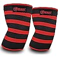 Elbow Sleeve (Pair) Dual-Ply Elbow Support & Compression for Powerlifting Weightlifting Heavy Bench Press Men & Women (Black/Red, X-Large)