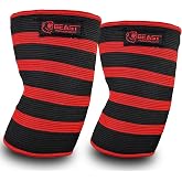 Beast Power Gear Elbow Sleeve (Pair) Dual-Ply Elbow Support &amp; Compression for Powerlifting Weightlifting Heavy Bench Press Men &amp; Women (Black/Red, Medium)