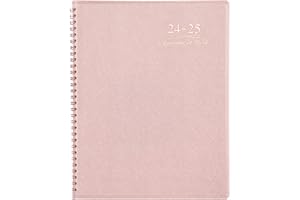 POLUMA 2024-2025 Appointment Book/Planner - Weekly Appointment Book 2024-2025, July 2024 - June 2025, 8.26"x 10.7", Daily/Hourly Planner with Tabs, 15 Minutes, Wirebound - Pink