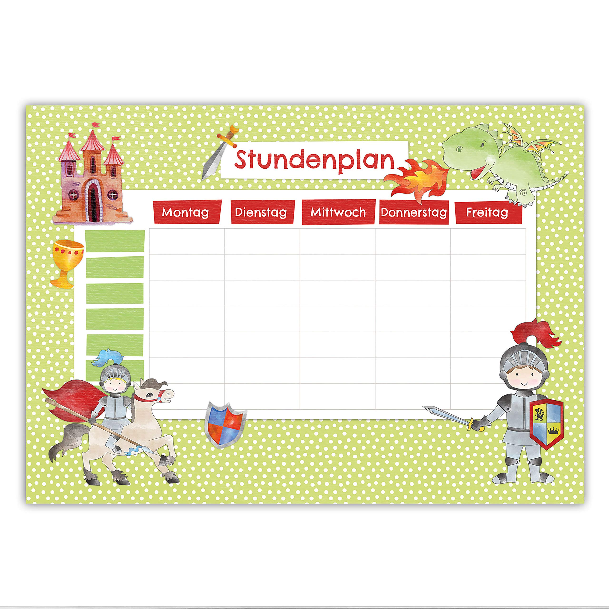 Papierdrachen Timetable DIN A4 Block – Knight Motif – Writeable School – Diary and Weekly Planner