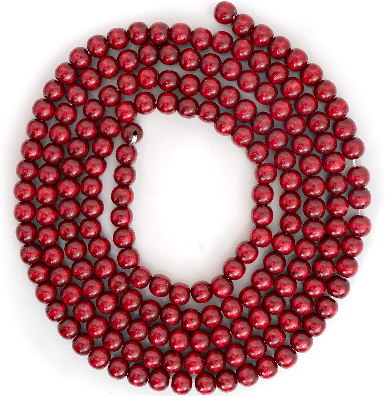 Wreaths, Garlands & Swags - Ornativity Wooden Christmas Garland Decorations - Rustic Wood Beaded Christmas Tree Decorations Garland Bead Strand Xmas Holiday Decor (Cranberry Red) 8'6