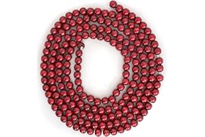 Ornativity Wooden Christmas Garland Decorations - Rustic Wood Beaded Christmas Tree Decorations Garland Bead Strand Xmas Holiday Decor (Cranberry Red) 8'6"