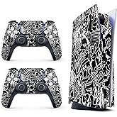 Skin Sticker for Game Console 5 Cover - Sticker Bomb, Compatible with Both Disc Edition & Digital Edition (not Slim Ver) - 2 Controller Skins & Console Skin - No Bubble, Full Protection, Removable