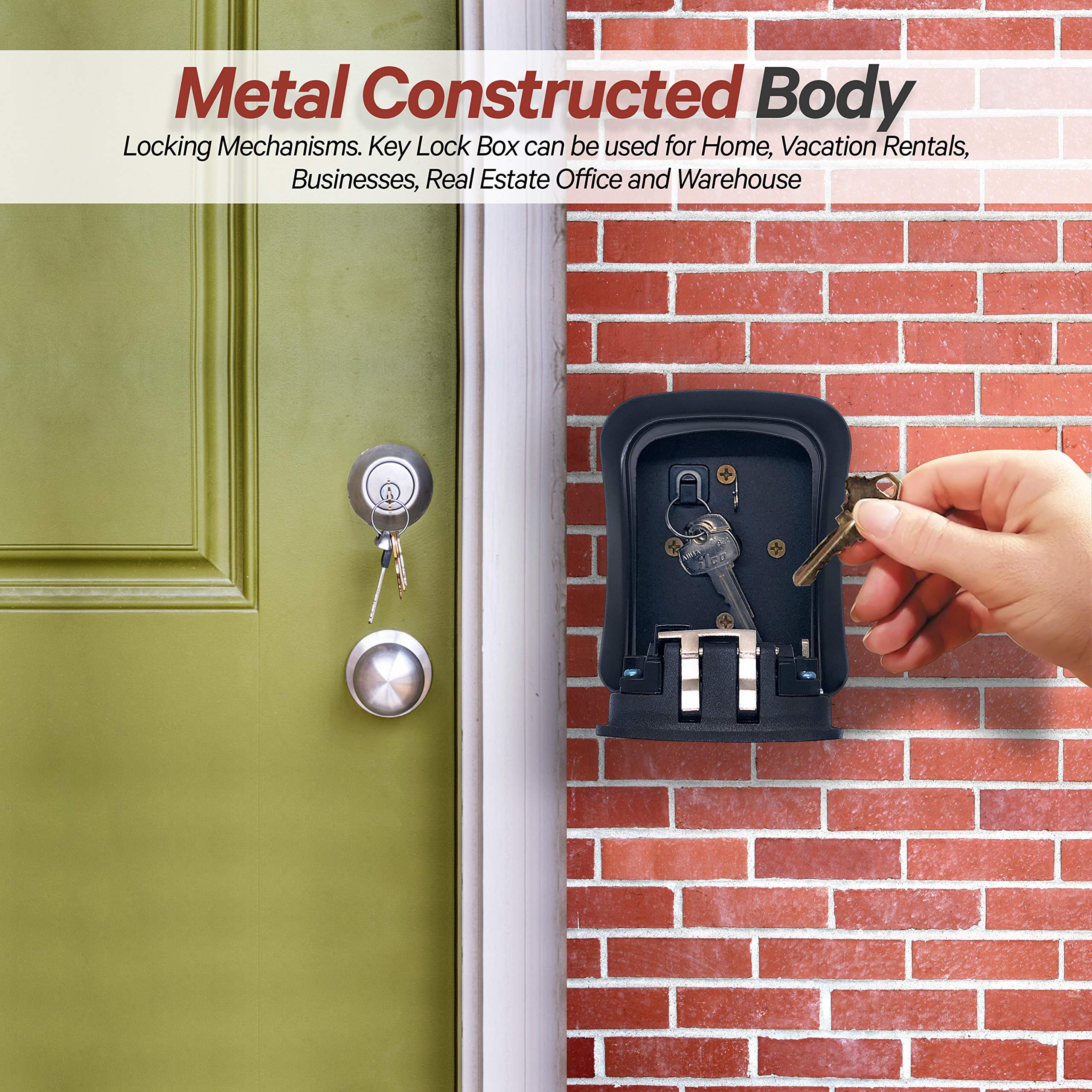 Iron Lock® Key Lock Box Wall Mount for Keys 4 Digit Combination with