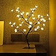 LIGHTSHARE 18 Inch Cherry Blossom Bonsai Tree, 48 LED Lights, 24V UL Listed Adapter Included, Metal Base, Warm White Lights, Ideal as Night Lights, Home Gift Idea