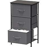 Simple Houseware 3 Drawer Nightstand Dresser with Wood Top, Dark Grey
