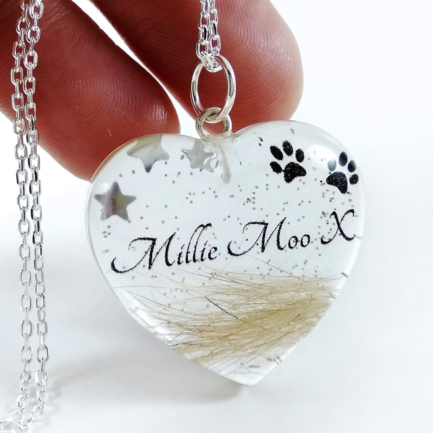 Custom Pet Hair Keepsake, Heart Memorial Locket, Cat Dog Horse Loss