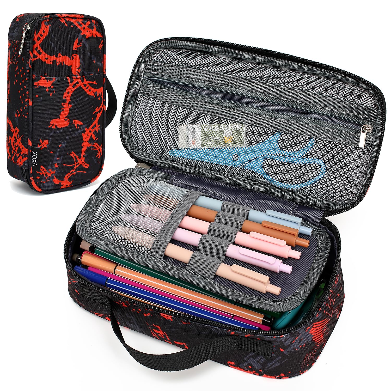 Photo 1 of XQXA Large Capacity Pencil Case Multi-Slot Pencil Pouch Durable Pencil Box Portable Makeup Bag with Handle for Office
