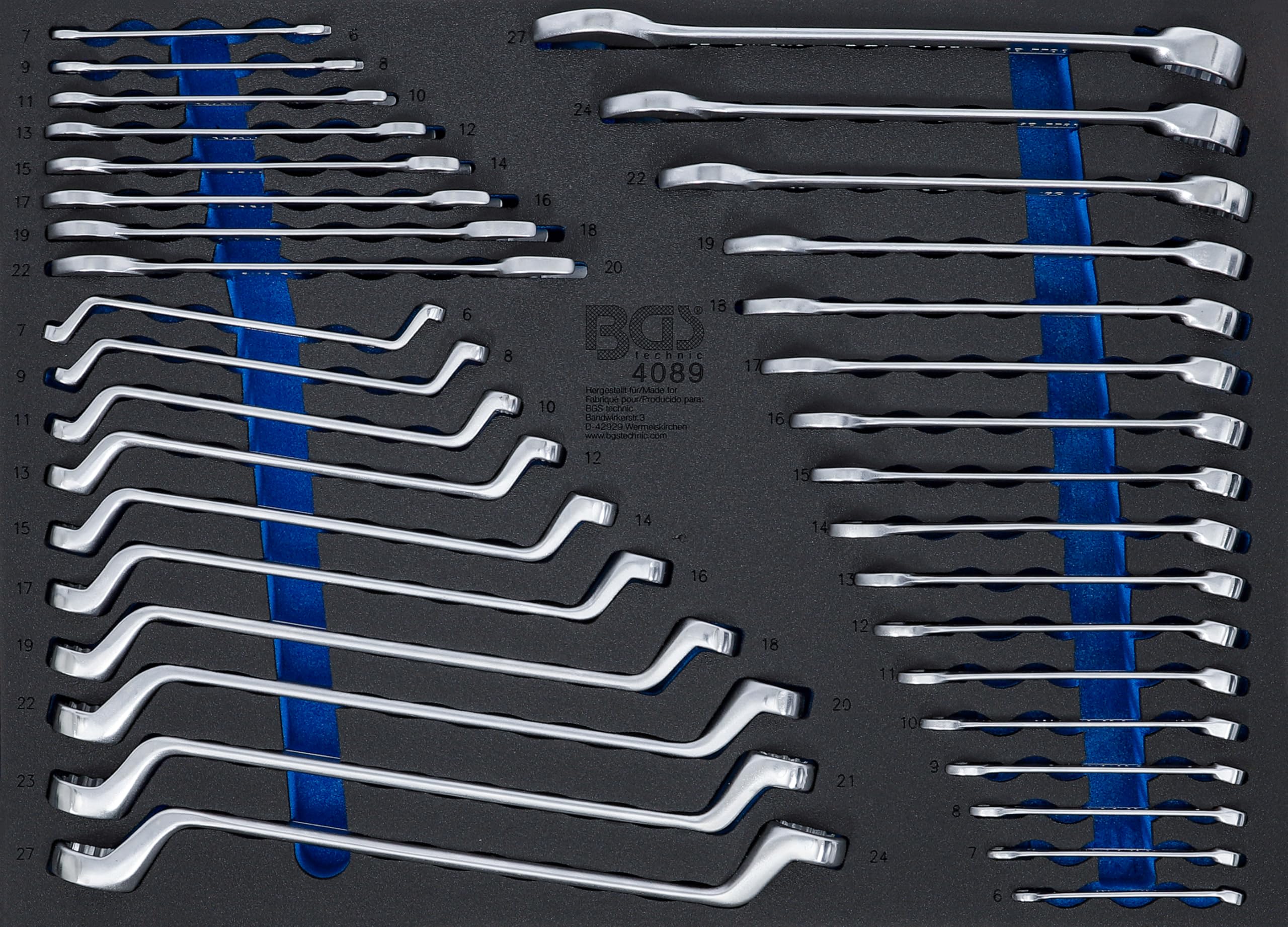 BGS 4089 | Tool Tray 3/3: Open End / Ring Spanners | 35 pcs.