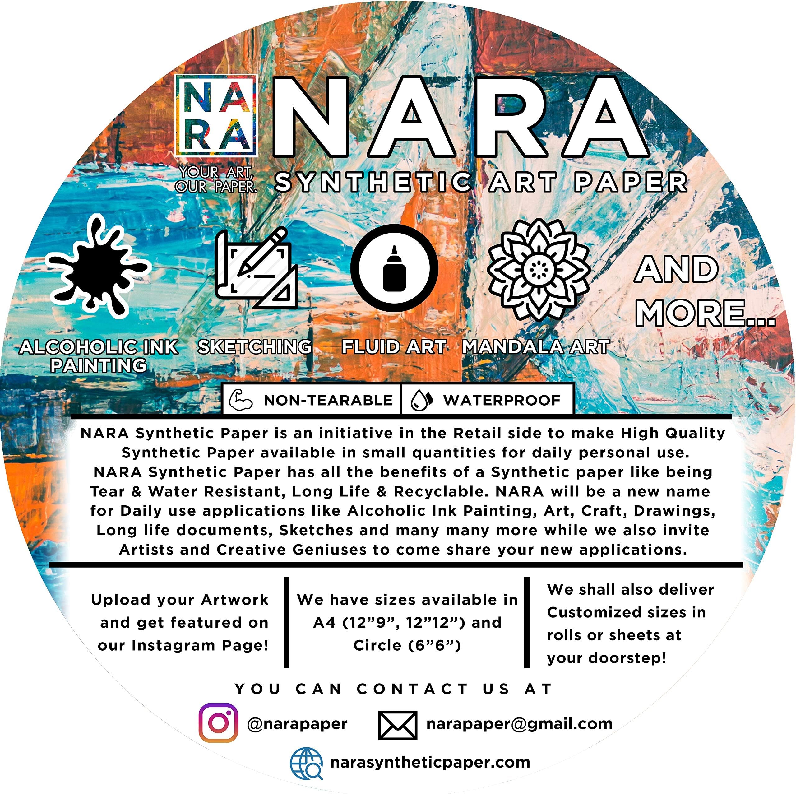 NARA Paper for Alcohol Ink Painting | 6โ Diameter Circle | 275 microns/200 GSM | Medium Paper | 10 Sheets | 100% Stain-Free