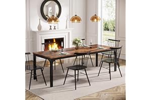 Tribesigns 78.7 Inch Dining Table for 8, Industrial Rectangle Wood Dining Table, Long Rustic Dinner Table with Heavy Duty Met