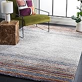 SAFAVIEH Area Rug 8x10 - Berber Shag Collection - Large - Blue Rust & Ivory, Modern Design, Non-Shedding & Easy Cleaning, Plu