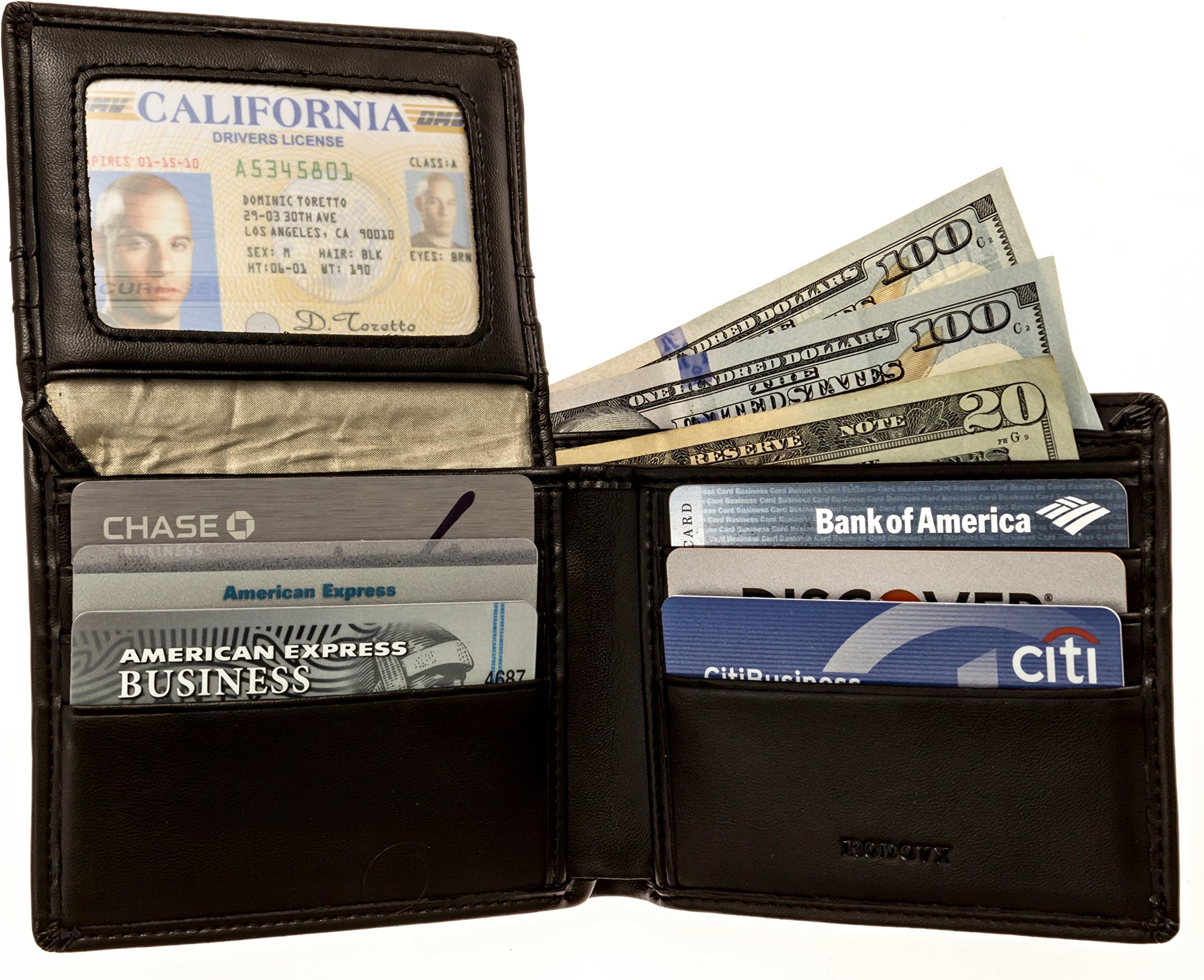 Leather RFID Blocking Wallet For Men - Safe and Secure Protection for Travel and Work - By Rodovy