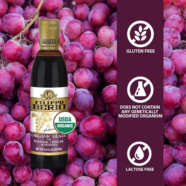FILIPPO BERIO ORGANIC GLAZE WITH BALSAMIC VINEGAR OF MODENA 8.4 FL OZ, GLUTEN FREE, LACTOSE FREE, NON-GMO