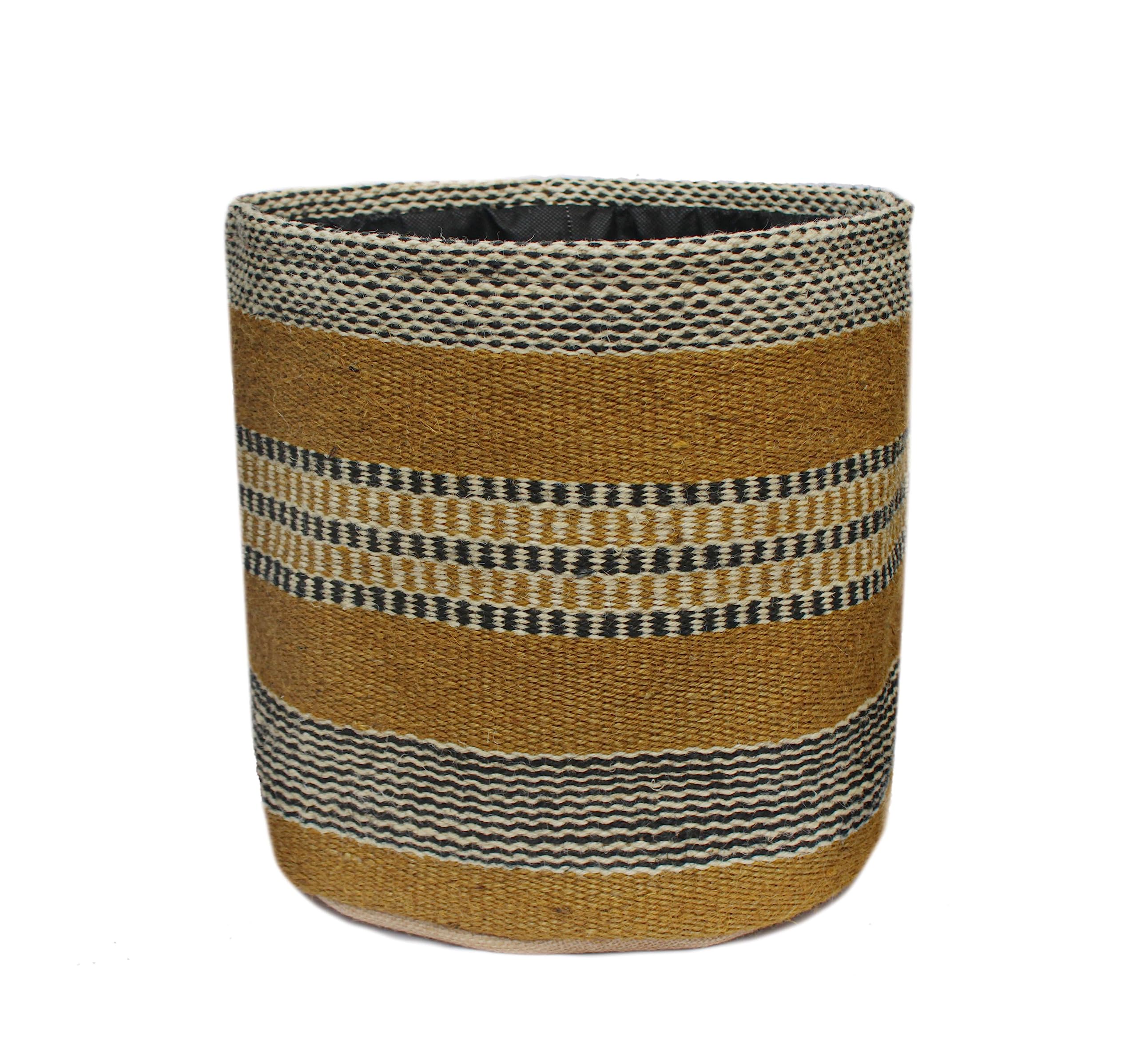 Photo 1 of Sturdy Jute Planter Basket Modern Woven Basket for 8" Floor Indoor Planters, 10” x 10” Storage Organizer Basket Home Decor, Boho Chic Storage Earth-Friendly Planter (10x10 Inches, Multi Strip)