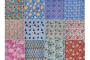THIRD EYE EXPORT Premium Cotton Cloth Napkins Set - Reusable Dinner Napkins Cloth Washable - Perfect Hand Block Print Napkins for Dining, Weddings, and Events (Multicolor 1, Set of 12-16X16 Inches)