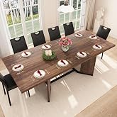 86 in Extendable Dining Table for 6 8 10 People,59"-86" Farmhouse Rectangle Extending Dining Table w/Removable Leaves Space Saving,Wooden Adjustable Tables for Kitchen Office Living Room (Brown)