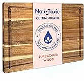 Non Toxic Wood Cutting Board - Conditioned with Natural Beeswax Flaxseed & Lemon Oil - Free of Mineral Oil - Made of FSC Cert