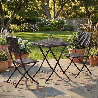 Garden Vida Capri 2 Seater Rattan Bistro Set Outdoor Furniture (Brown)