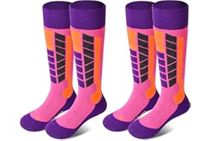 Soared Winter Ski Socks 2 Pairs Snowboard Snow Warm Knee Over the Calf OTC High Performance for Kids Womens Mens