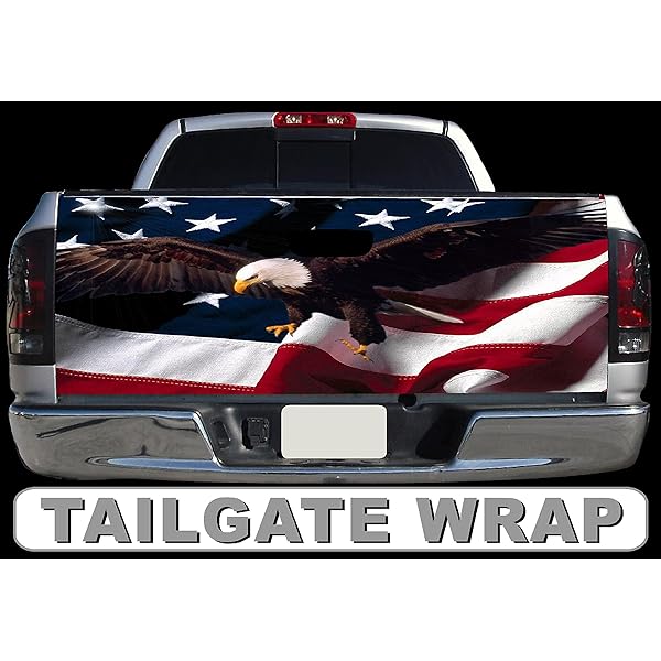 American Flag Ripped Metal 2 Riveted Metal Tailgate Wrap Vinyl Graphic