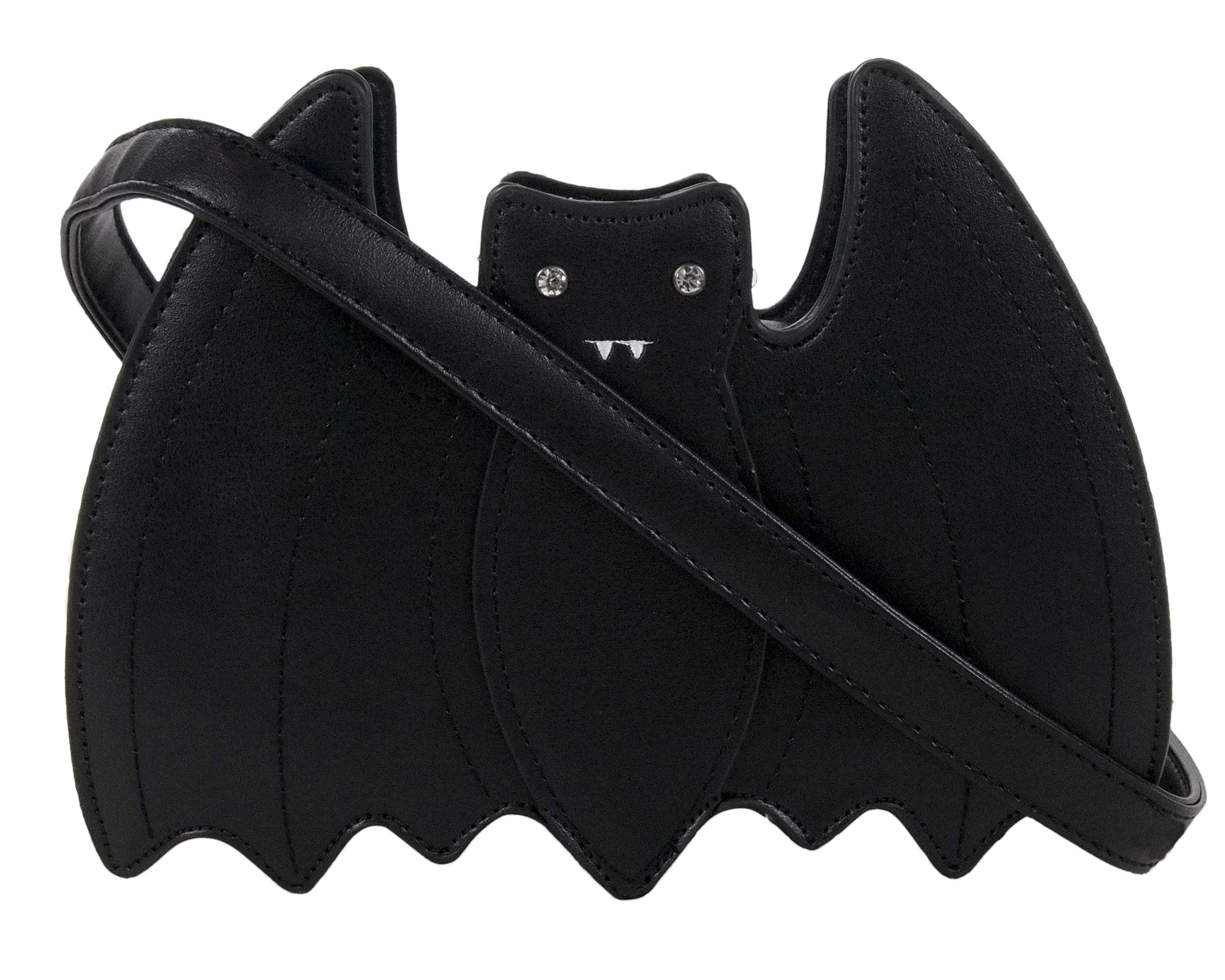 GOTHIC BLACK BAT SHOULDER BAG GOTHX Ladies Long Strap Vegan Leather Black Handbag Pagan Punk Rock Goth Gig Festival Travel Bag