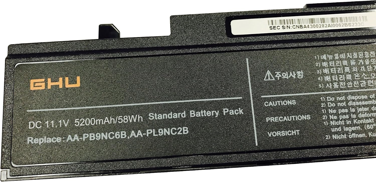 GHU New Battery 58 WH AA-PB9NC6B Compatible with Samsung NP-RV508 NT-RV508 P210 Q210 R40 R408 R410 R45 R430 R460 R480 R505 R509 R510 R522 AA-PB9NC5B AA-PB9NC6W AA-PB9NC6W/E AA-PL9NC2B AA-PL9NC6W - Image 3