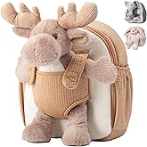 Moonkie Hug & Go™ Reindeer Toddler Backpack – Soft Plush Bag with Take-Along Toy for Kids Aged 2–4 | Ideal for Daycare | Travel & Birthday Gifts
