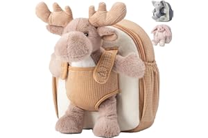 Moonkie Hug & Go™ Reindeer Toddler Backpack – Soft Plush Bag with Take-Along Toy for Kids Aged 2–4 | Ideal for Daycare | Travel & Birthday Gifts